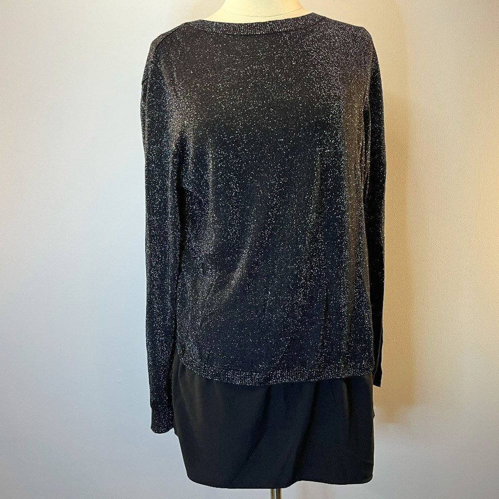 Bianca Nygard Women's Black Silver Fall Fashion Knit Sweater - Size Large - NWT